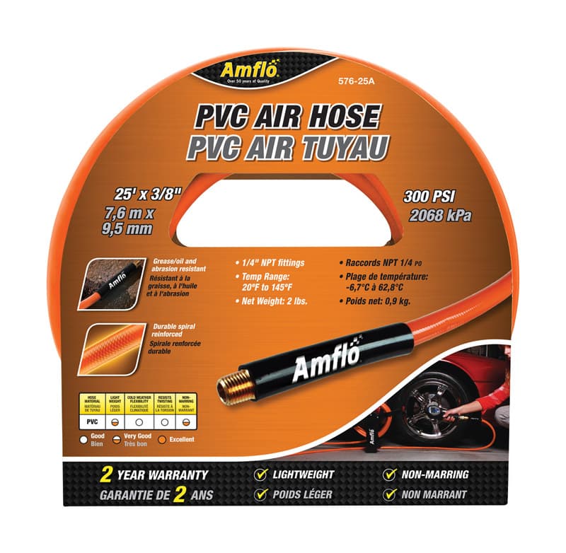 Air Hose, 3/8in x 25ft Orange