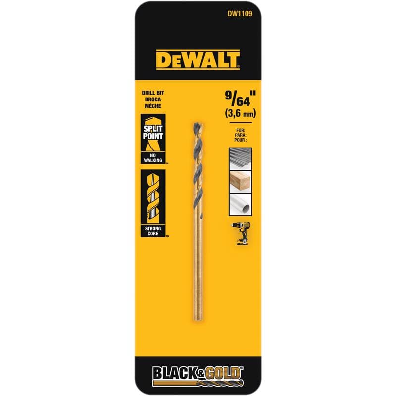 DeWalt Black & Gold Drill Bit, 9/64in