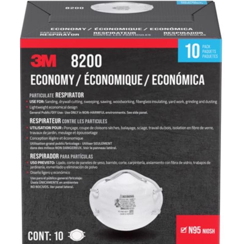 3M N95 Respirator 8200, 10-Pack