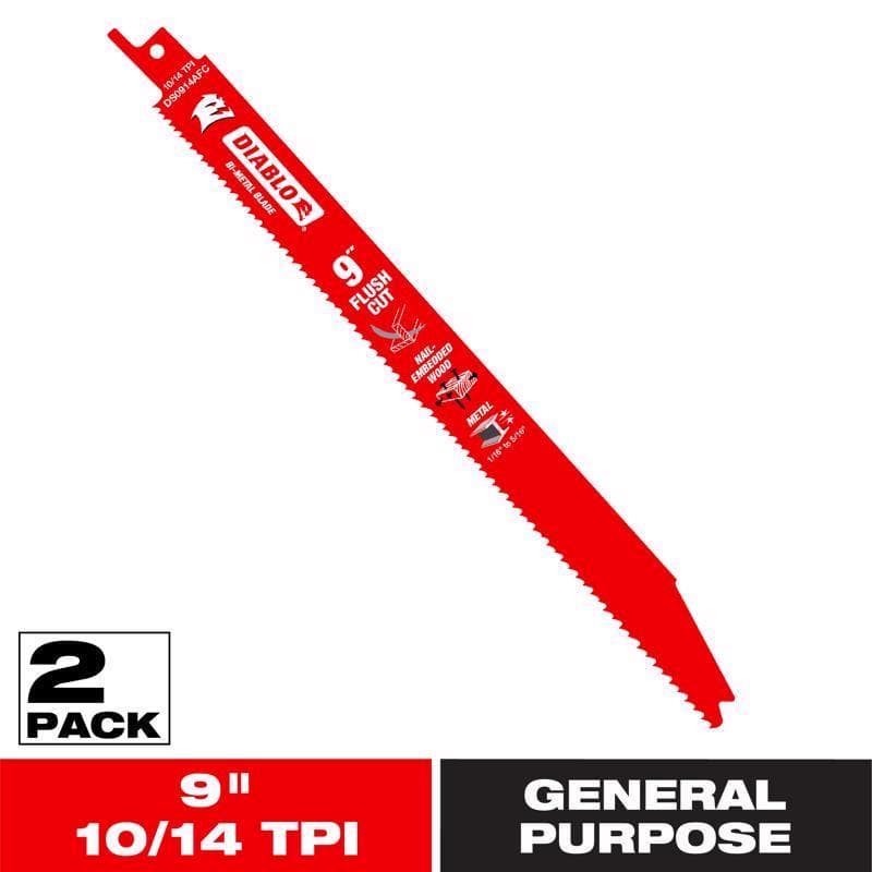 Diablo Reciprocating Saw Blade, 9in 10/14 TPI, 2-Pack