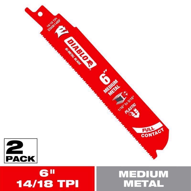Diablo Reciprocating Saw Blade, 6in 14/18 TPI, 2-Pack