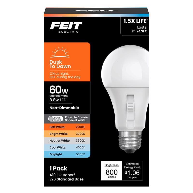 Feit Electric LED Dusk-to-Dawn Bulb, 60W Equivalent