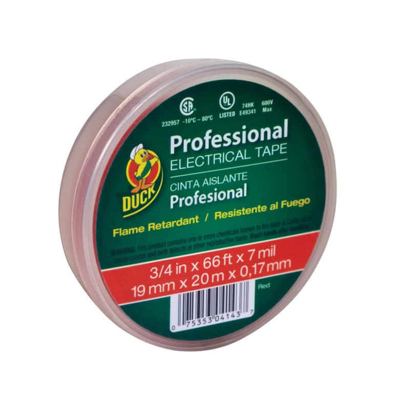 Electrical Tape, 3/4in x 66ft, Red