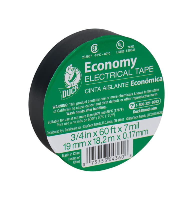 Electrical Tape, 3/4in x 60ft, Black