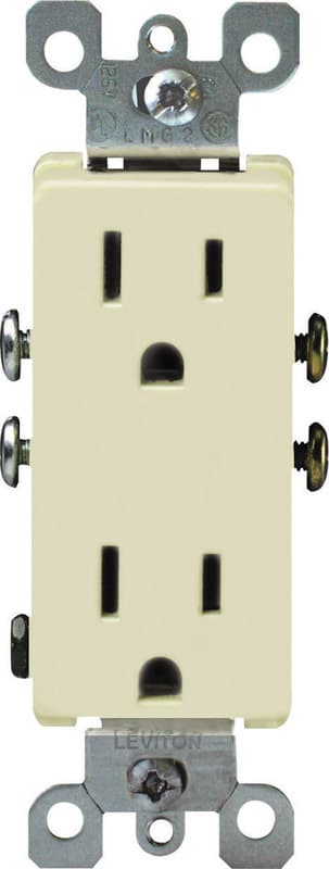Leviton Grounded Duplex Receptacle, 15A Ivory