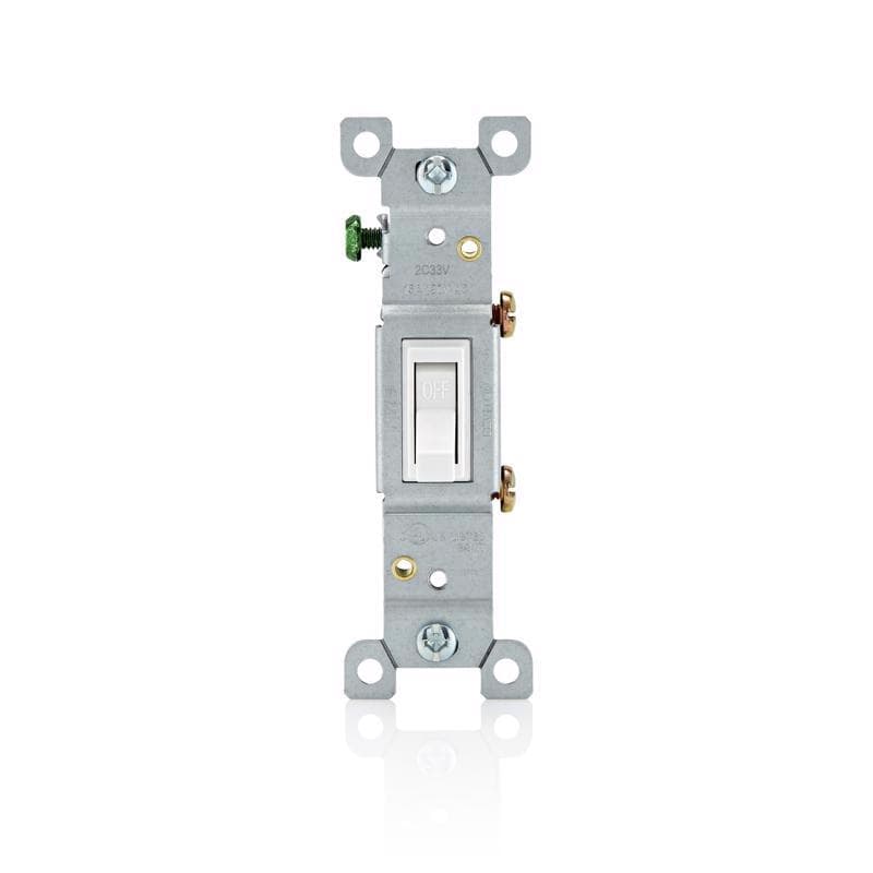Leviton Single-Pole Grounding Toggle Switch, 15A, White