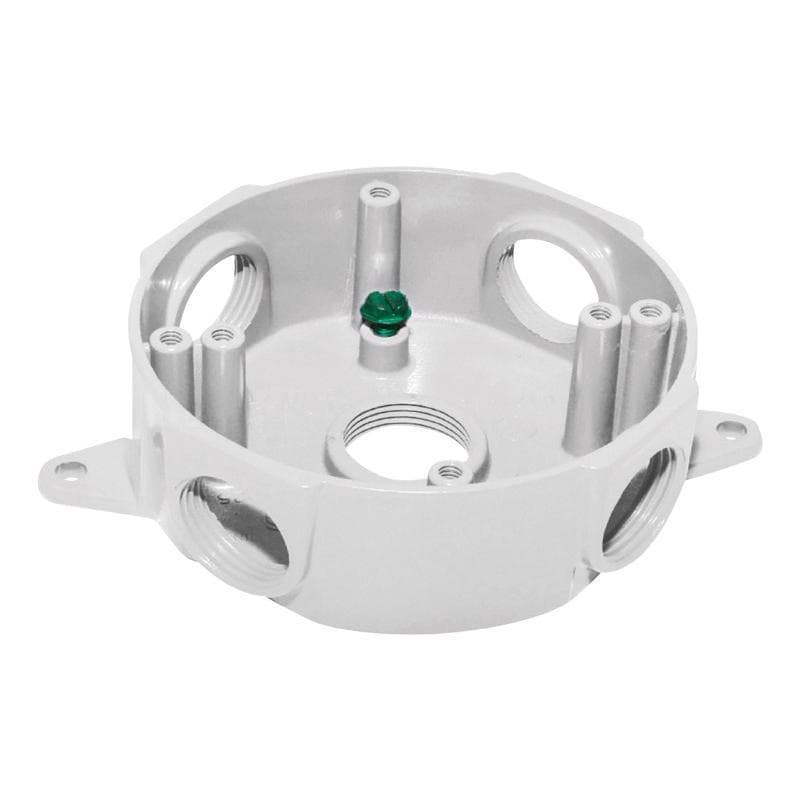 Weatherproof Round Box, 5-Hole, 1/2in, White