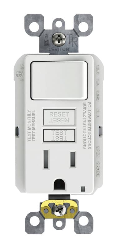 Leviton GFCI Outlet/Switch Combination, 15A, White