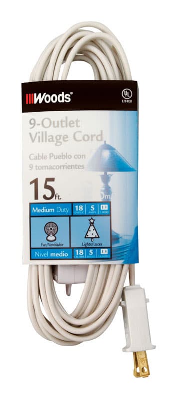 Woods 9-Outlet Power Strip, White