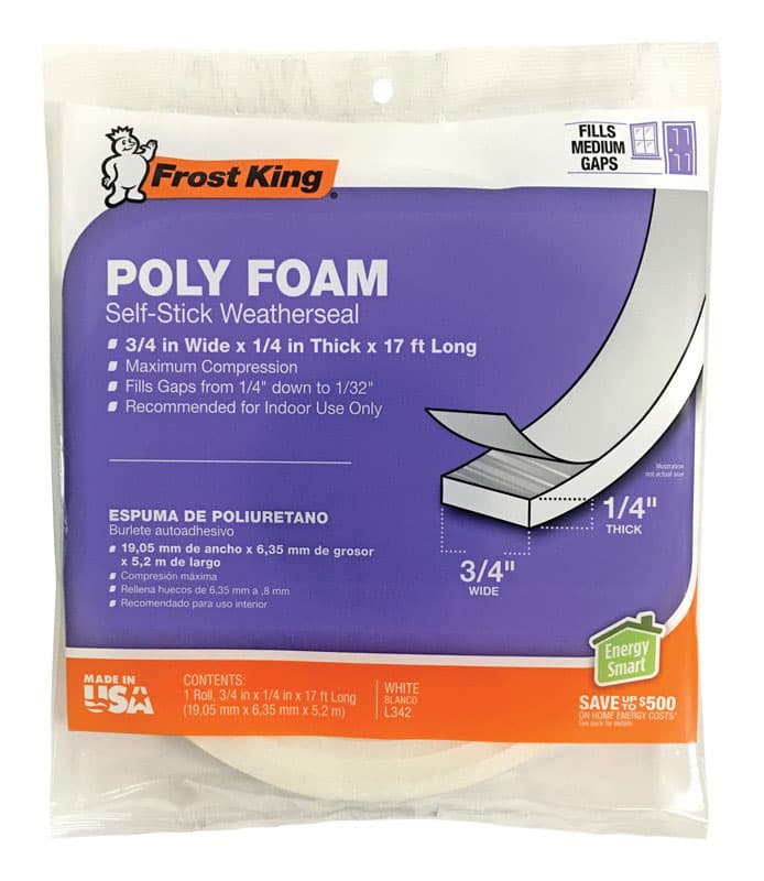 Frost King Foam Weatherstrip Tape 3/4in x 1/4in x 17ft