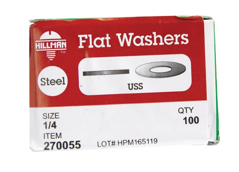 Hillman USS Flat Washers 1/4in, C-Pak