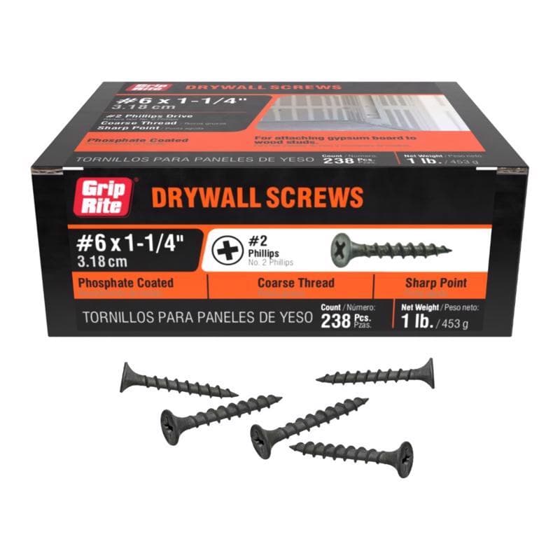 Drywall Screws #6 x 1-1/4in, 1lb Box