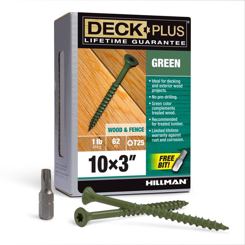 Deck Screws #10 x 3in, Green 1lb Box