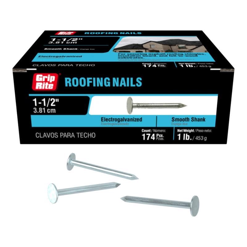 Roofing Nails Electro-Galvanized 1-1/2in, 1lb Box