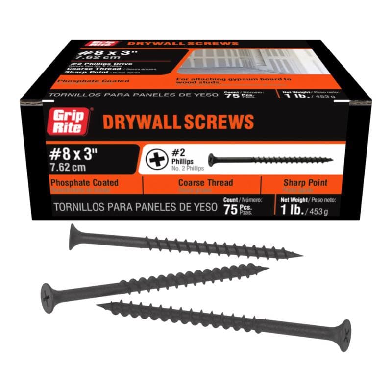 Drywall Screws #8 x 3in, 1lb Box