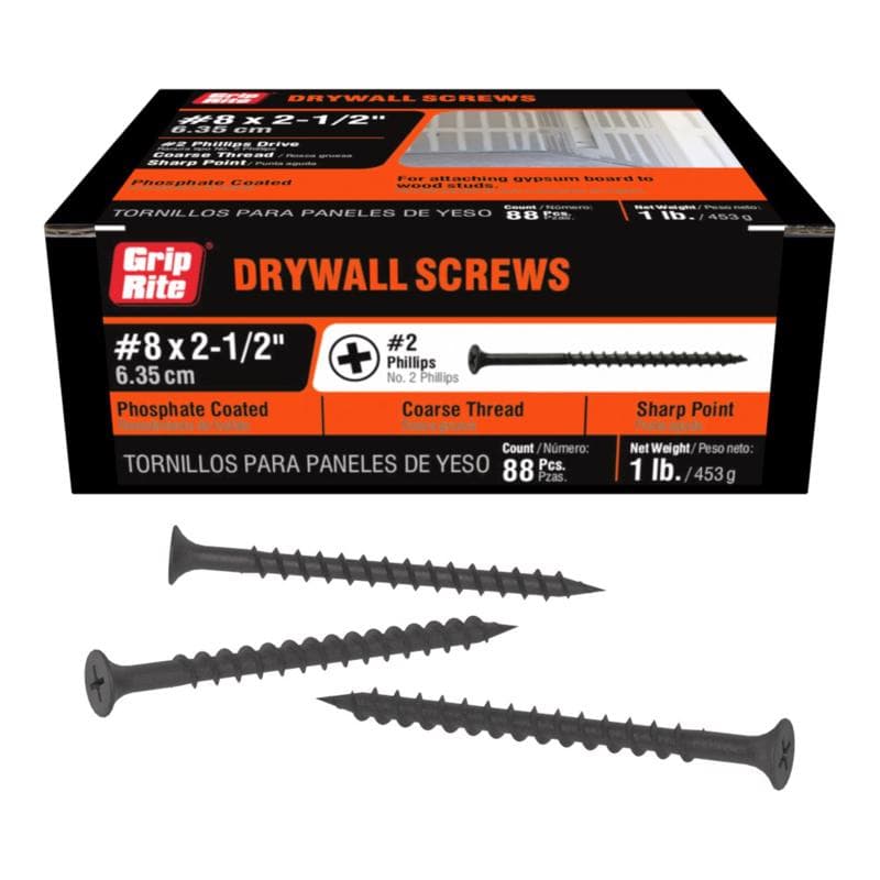 Drywall Screws #8 x 2-1/2in, 1lb Box