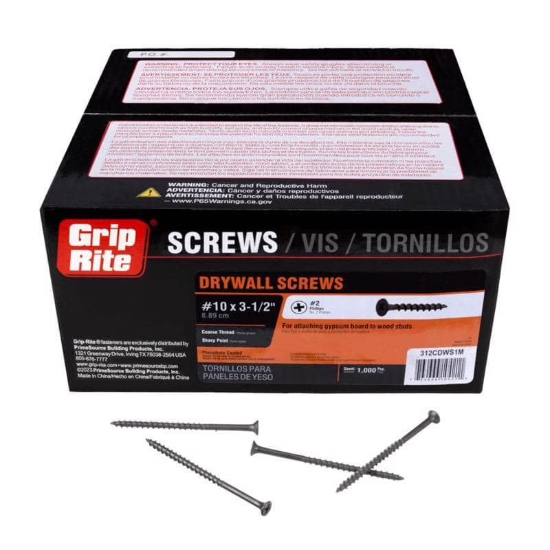 Drywall Screws #10 x 3-1/2in, 1lb Box