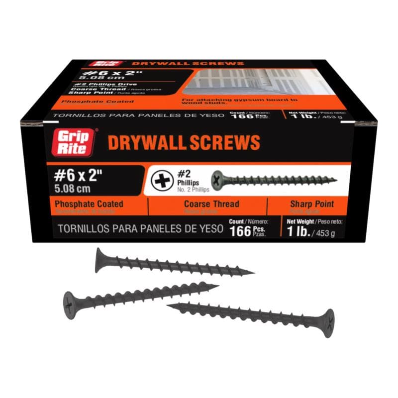 Drywall Screws Phillips #6 x 2in, 1lb Box