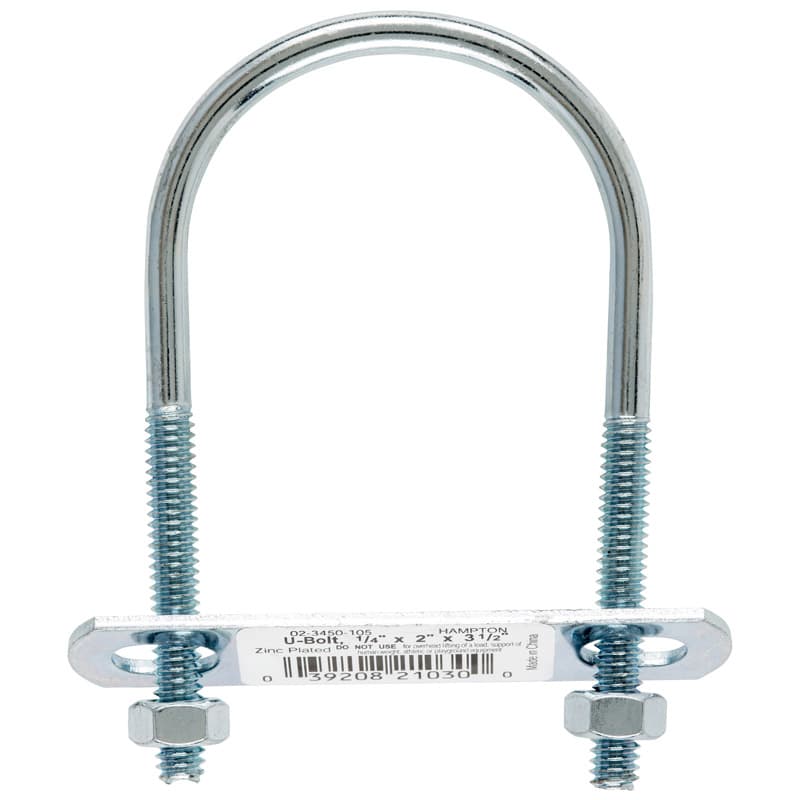 U-Bolt, 1/4in x 2in x 3-1/2in