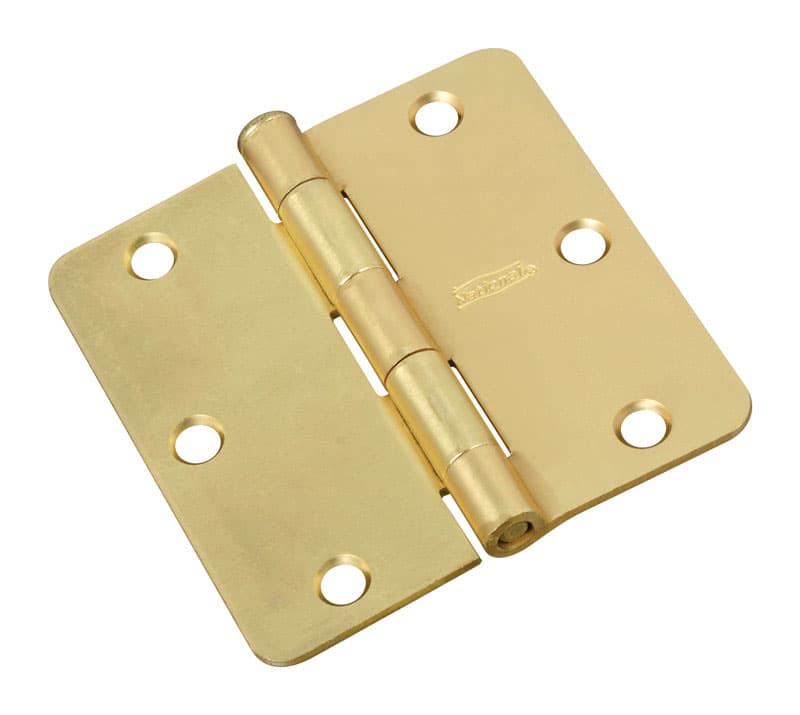 Mortise Hinge, Removable Pin, Satin Brass, 3-1/2in