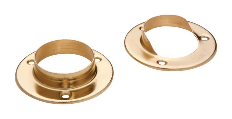 Closet Pole Sockets, Brass, 1-3/8in