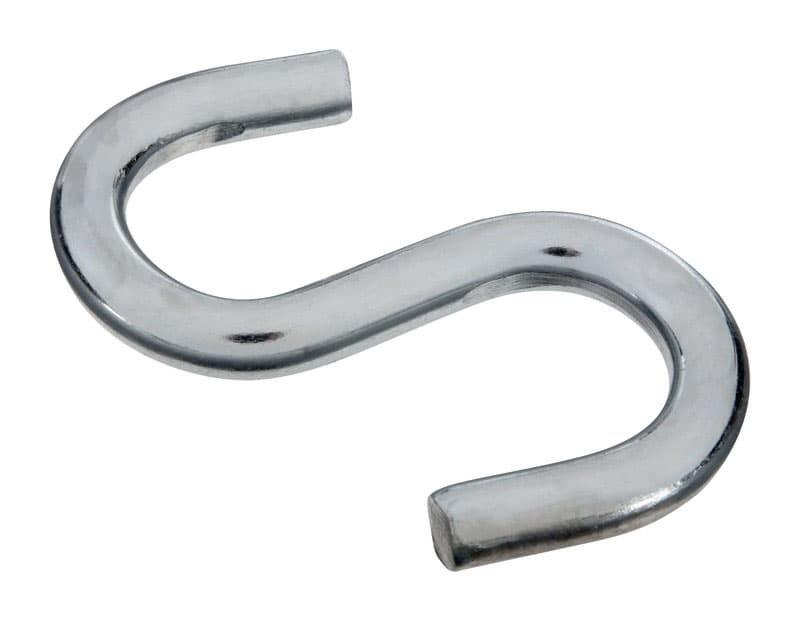 Open S-Hook, Zinc Plated, 3-1/2in