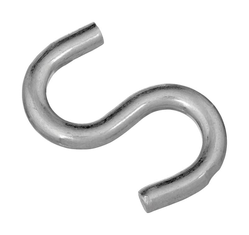Open S-Hook, Zinc, 2-1/2in