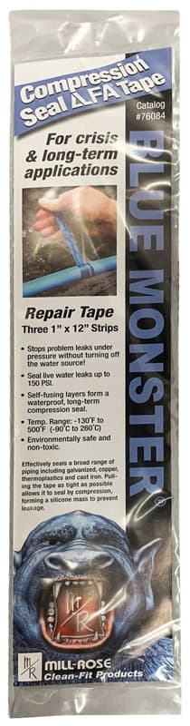 Blue Monster Compression Seal Repair Tape, 1in x 12in (3 Strips)
